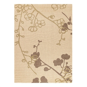 Safavieh Courtyard 8'-0&quot x 11'-0&quot Polyester Power Loomed Rug in Natural / Olive