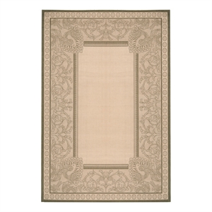 Safavieh Courtyard 6'-7&quot x 9'-6&quot Polyester Power Loomed Rug in Natural / Olive