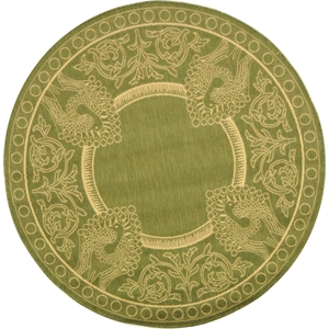 Safavieh Courtyard 5'-3&quot x 5'-3&quot Polyester Power Loomed Rug in Olive / Natural