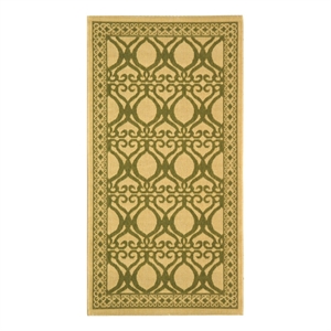 Safavieh Courtyard 2'-7&quot x 5'-0&quot Polyester Power Loomed Rug in Natural / Olive