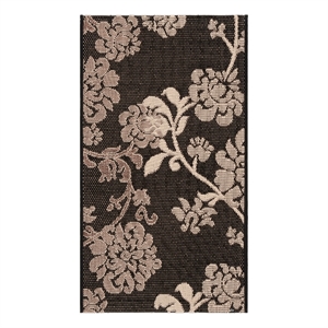 Safavieh Courtyard2'-0&quot x 3'-7&quotPolyester Power Loomed Rug in Black/Natural/Brown