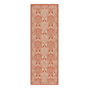 Safavieh Courtyard 2'-3&quot x 6'-7&quot Polyester Power Loomed Rug in Rust / Sand