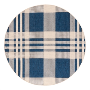Safavieh Courtyard 2'-7&quot x 2'-7&quot Polyester Power Loomed Rug in Navy / Beige
