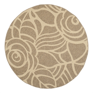 Safavieh Courtyard 7'-10&quot x 7'-10&quot Polyester Power Loomed Rug in Coffee / Sand