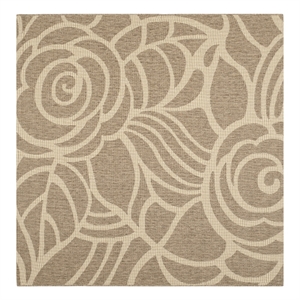 Safavieh Courtyard 7'-10&quot x 7'-10&quot Polyester Power Loomed Rug in Coffee / Sand