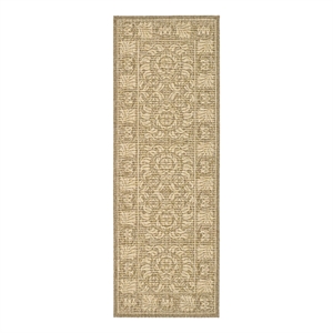 Safavieh Courtyard 2'-3&quot x 6'-7&quot Polyester Power Loomed Rug in Coffee / Sand