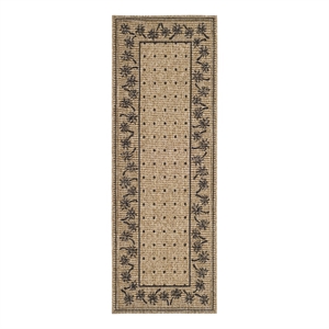 Safavieh Courtyard 2'-3&quot x 6'-7&quot Polyester Power Loomed Rug in Coffee / Black
