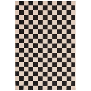 Safavieh Courtyard 5'-3&quot x 7'-7&quot Polyester Power Loomed Rug in Black / Beige