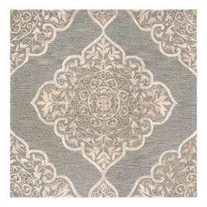 Safavieh Dip Dye 7'-0&quot x 7'-0&quot Wool Hand Tufted Rug in Slate / Beige