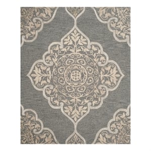 Safavieh Dip Dye 8'-0&quot x 10'-0&quot Wool Hand Tufted Rug in Slate / Beige