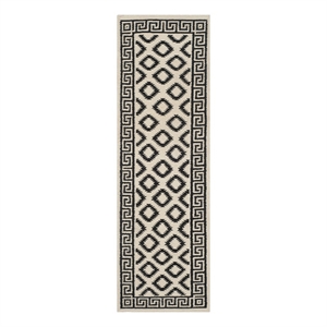 Safavieh Dhurries 2'-6&quot x 8'-0&quot Wool Hand Woven Flat Weave Rug in Ivory / Black