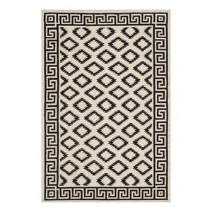 Safavieh Dhurries 3'-0&quot x 5'-0&quot Wool Hand Woven Flat Weave Rug in Ivory / Black