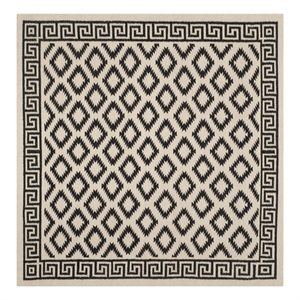 Safavieh Dhurries 6'-0&quot x 6'-0&quot Wool Hand Woven Flat Weave Rug in Ivory / Black