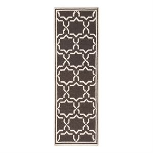 Safavieh Dhurries 2'-6&quotx12'-0&quot Wool Hand Woven Flat Weave Rug in Chocolate/Ivory