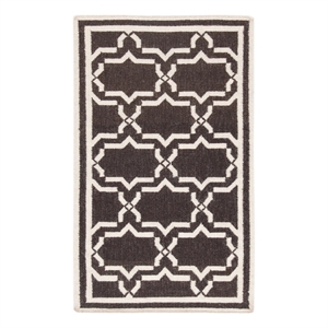 Safavieh Dhurries 3'-0&quot x 5'-0&quot Wool Hand Woven Flat Weave Rug inChocolate/Ivory