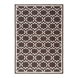 Safavieh Dhurries 4'-0&quot x 6'-0&quot Wool Hand Woven Flat Weave Rug inChocolate/Ivory