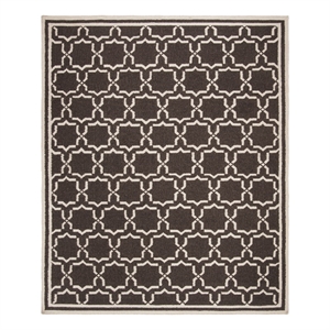 Safavieh Dhurries 9'-0&quotx12'-0&quot Wool Hand Woven Flat Weave Rug in Chocolate/Ivory