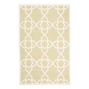 Safavieh Dhurries3'-0&quotx5'-0&quotWool Hand Woven Rug in Olive/Ivory