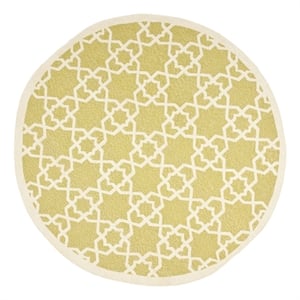 Safavieh Dhurries8'-0&quotx8'-0&quotWool Hand Woven Flat Weave Rug in Olive/Ivory