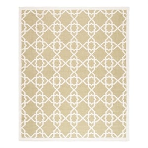 Safavieh Dhurries 9'-0&quot x 12'-0&quot Wool Hand Woven Flat Weave Rug in Olive/Ivory