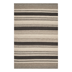 Safavieh Dhurries 6'-0&quot x 9'-0&quot Wool Hand Woven Flat Weave Rug in Natural/Black