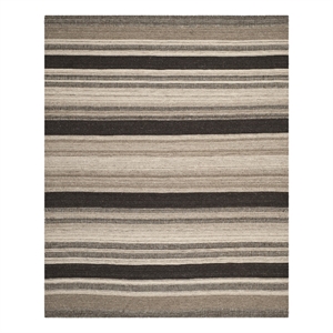 Safavieh Dhurries 8'-0&quot x 10'-0&quot Wool Hand Woven Flat Weave Rug in Natural/Black