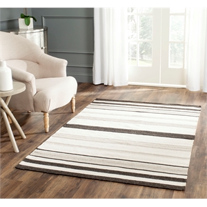 Safavieh Dhurries 4'-0&quot x 6'-0&quot Wool Hand Woven Flat Weave Rug in Natural/Gray