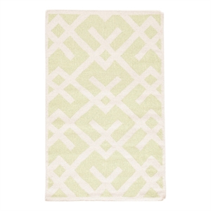 Safavieh Dhurries 3'-0&quot x 5'-0&quot Wool Hand Woven Flat Weave Rug in Green/Ivory