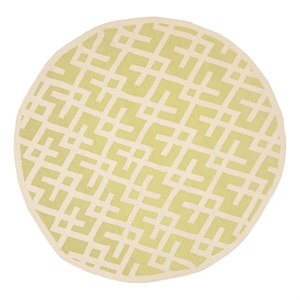 Safavieh Dhurries 8'-0&quot x 8'-0&quot Wool Hand Woven Flat Weave Rug in Green / Ivory