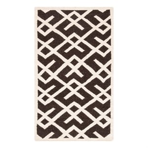 Safavieh Dhurries3'-0&quotx5'-0&quotWool Hand Woven Flat Weave Rug in Brown/Ivory