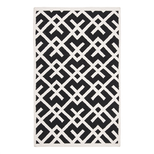 Safavieh Dhurries4'-0&quotx6'-0&quotWool Hand Woven Flat Weave Rug in Black/Ivory
