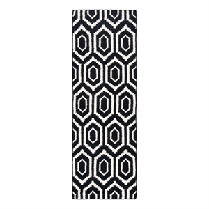 Safavieh Dhurries 2'-6&quot x 12'-0&quot Wool Hand Woven Flat Weave Rug in Black/Ivory