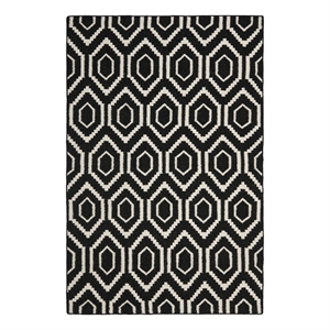 Safavieh Dhurries4'-0&quotx6'-0&quotWool Hand Woven Flat Weave Rug in Black/Ivory