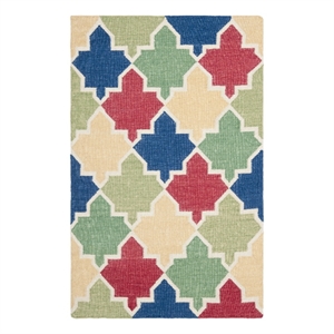 Safavieh Dhurries 3'-0&quot x 5'-0&quot Wool Hand Woven Flat Weave RuginBlue/Multi-Color