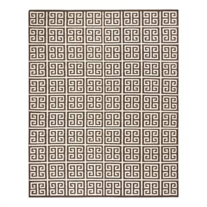 Safavieh Dhurries 8'-0&quot x 10'-0&quot Wool Hand Woven Flat Weave Rug in Brown/Ivory