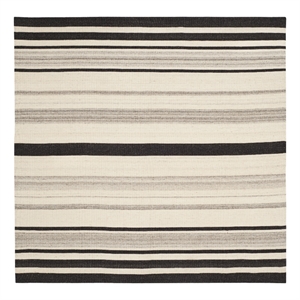 Safavieh Dhurries 6'-0&quot x 6'-0&quot Wool Hand Woven Flat Weave Rug in Natural/Gray