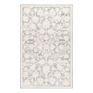 Safavieh Ebony 3'-0&quot x 5'-0&quot Wool Hand Tufted Rug in Silver / Ivory