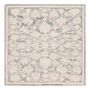 Safavieh Ebony 6'-0&quot x 6'-0&quot Wool Hand Tufted Rug in Silver / Ivory