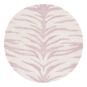 Safavieh Ebony 6'-0&quot x 6'-0&quot Wool and Cotton Hand Tufted Rug in Pink / Ivory