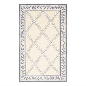 Safavieh Easy Care 8'-0&quot x 8'-0&quot Hand Hooked Rug in Ivory / Light Blue
