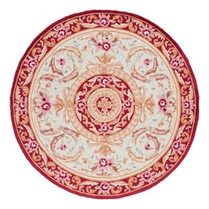 Safavieh Easy Care 6'-0&quot x 6'-0&quot Hand Hooked Rug in Ivory / Burgundy
