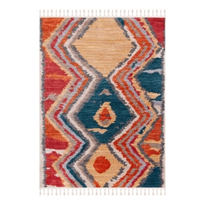 Safavieh Farmhouse 3'-0&quot x 5'-0&quot Polyester Power Loomed Rug in Yellow / Red
