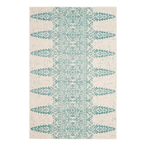 Safavieh Evoke 4'-0&quot x 6'-0&quot Jute and Polyester Power Loomed Rug in Ivory / Teal