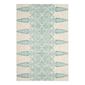 Safavieh Evoke 5'-1&quot x 7'-6&quot Jute and Polyester Power Loomed Rug in Ivory / Teal