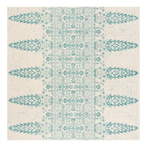 Safavieh Evoke 6'-7&quot x 6'-7&quot Jute and Polyester Power Loomed Rug in Ivory / Teal