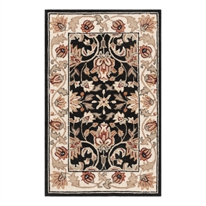 Safavieh Easy Care 2'-6&quot x 4'-0&quot Hand Hooked Rug in Black / Ivory