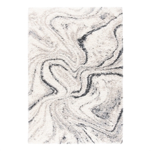 Safavieh Fontana Shag 800 2'-0&quot x 3'-0&quot Power Loomed Rug in Ivory / Gray