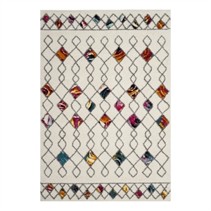 Safavieh Fiesta Shag 4'-0&quot x 6'-0&quot Power Loomed Rug in Cream / Multi-Color