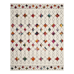 Safavieh Fiesta Shag 9'-0&quot x 12'-0&quot Power Loomed Rug in Cream / Multi-Color