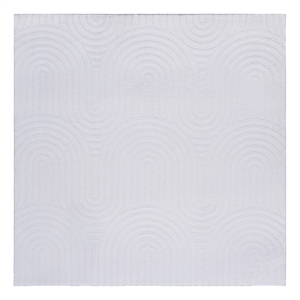 Safavieh Faux Rabbit Fur 800 6'-0&quot x 6'-0&quot Polyester Power Loomed Rug in Ivory